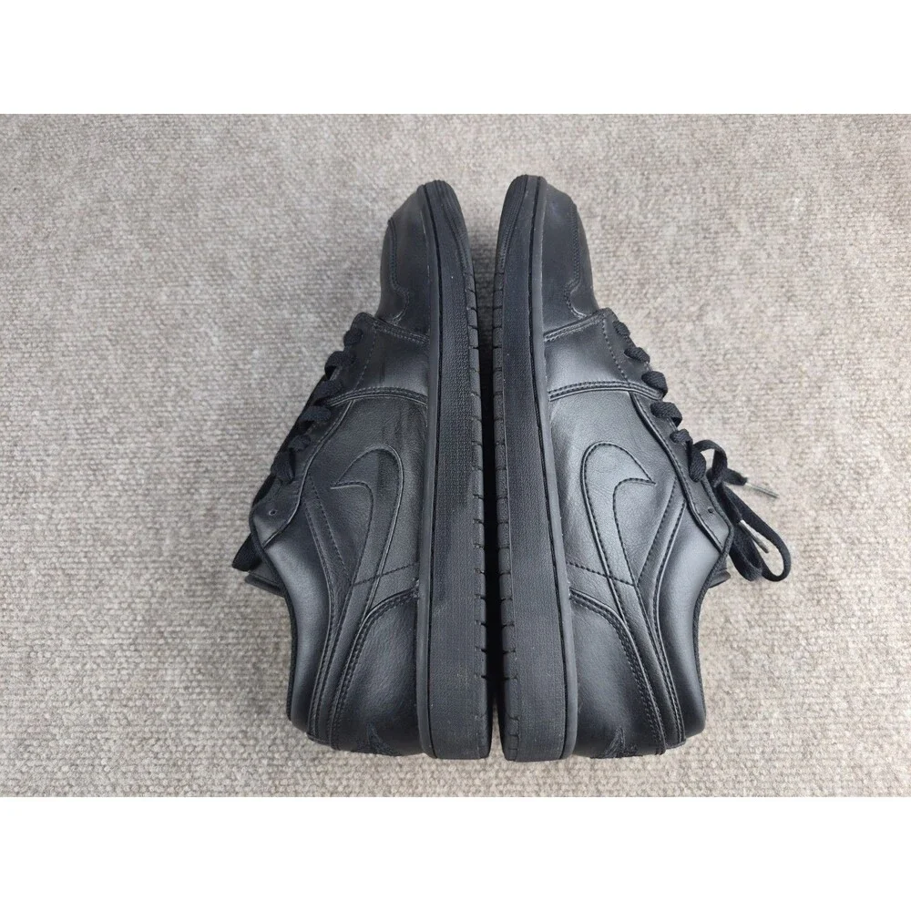 Nike Air Jordan 1 Low Sneakers Men Sz 12 Triple Black Leather Shoes 553558-093